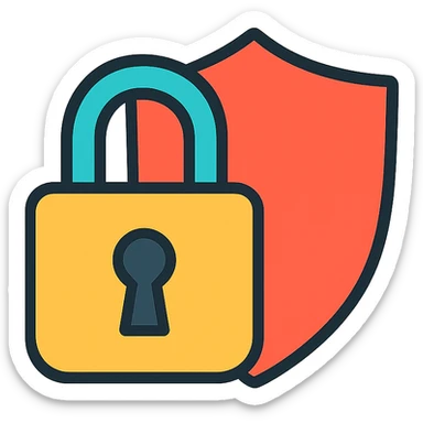 a lock and shield merged together, modern and simple design sticker