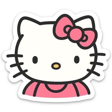 Hello Kitty emoji with pink and white girly aesthetic, cute and charming icon style sticker