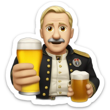 adolf hit ler with a beer sticker
