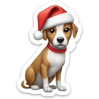 Dog wearing a Santa hat  sticker
