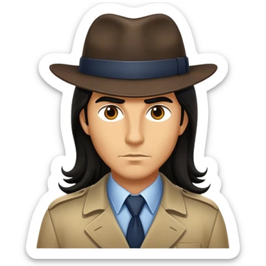 Detective with very long hair sticker