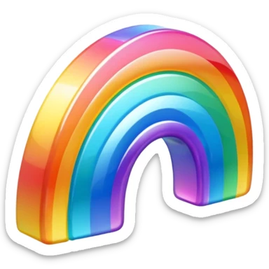 A 3d, not too detailed rainbow colored sparkling special shaped prismatic icon sticker