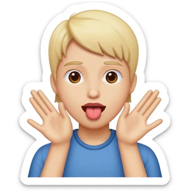Tongue out hands to the side  sticker