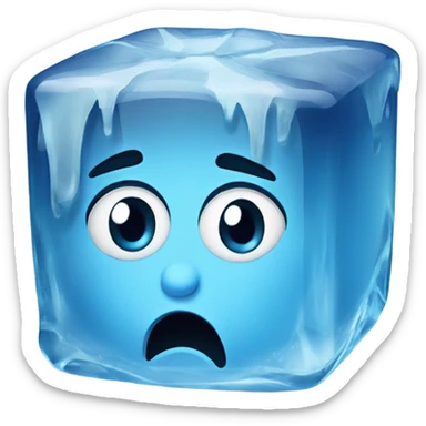 emoji sad crying bawling face frozen in an ice cube sticker