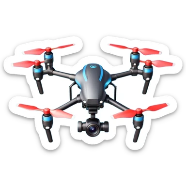 cinematic camera drone object icon, 3-axis gimbal stabilized camera, large lens, carbon fiber arms, glowing status lights, 3D cartoon, mobile game icon style, centered, clean background, no text, no watermark
  sticker