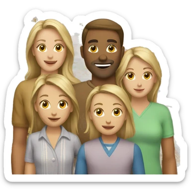 Caucasian family in a market sticker