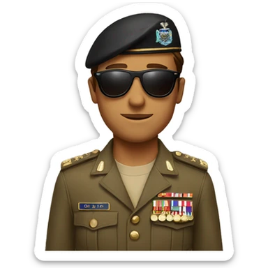 brown eyes, brown hair, rayban sunglasses, commander of the land forces sticker