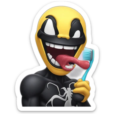 Venom brushing his teeth carefully sticker