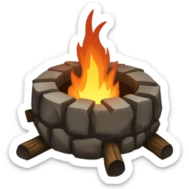 Design an emoji of the bonfire inspired by the game Dark Souls. The bonfire should resemble a medieval-style fire pit surrounded by flickering flames  and the dark, epic atmosphere characteristic of the game sticker