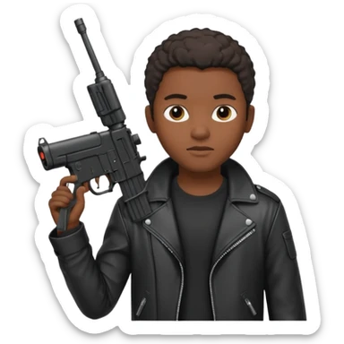 Fais moi un jeune afro américain qui ressemble a un gangster qui tient une AR15 sticker
