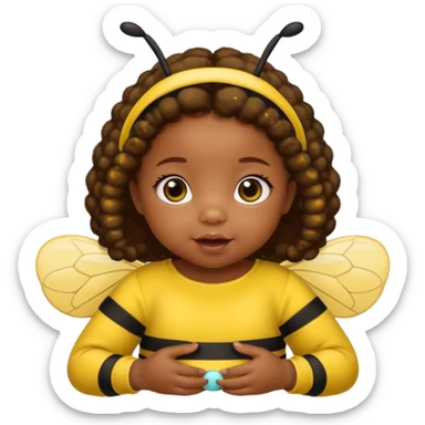 brownie baby girl with pacifier dressed as a bee sticker