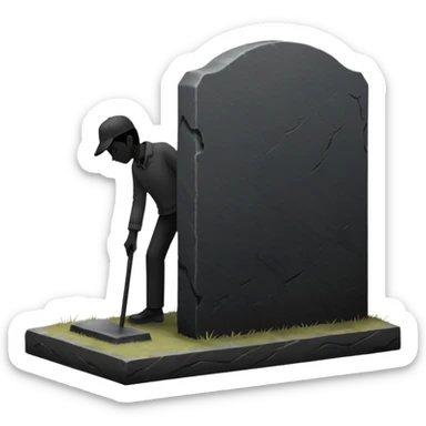 a silhouette of a person shadowing a gravestone sticker