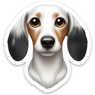white and black dachshund with bow on head sticker