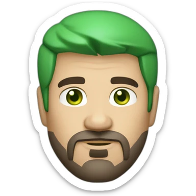 fat middle aged developer short dark brown graying hair goatee with green eyes wearing hoodie sticker