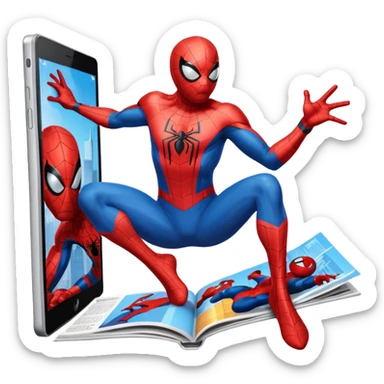 a magazine with Spider-Man on the cover sticker
