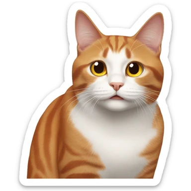 The red-and-white cat looks scared sticker