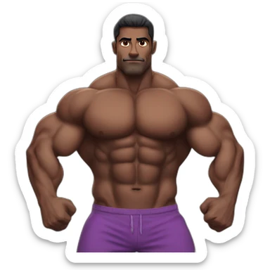 dark skinned Indian bodybuilder double bicep pose sticker