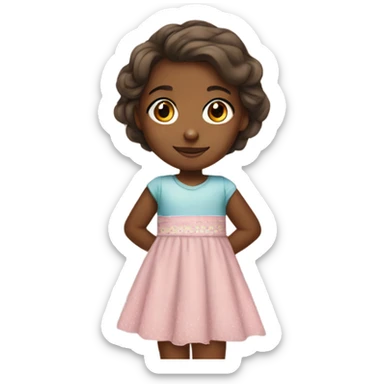 Brown skin little girl with dress sticker