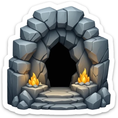 A deep cave entrance surrounded by rugged stone.




















































 sticker