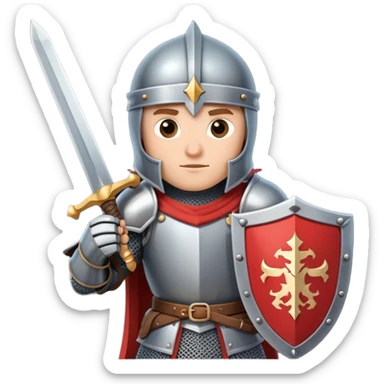 Brave knight on a quest with shield and sword sticker