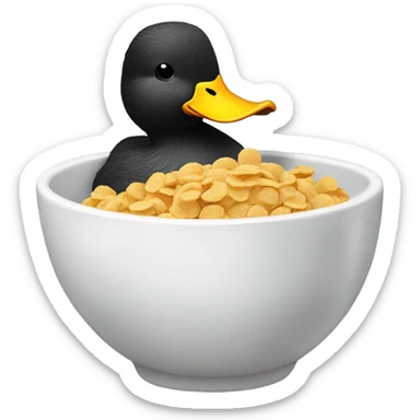 Duck eating a bowl of cereal  sticker