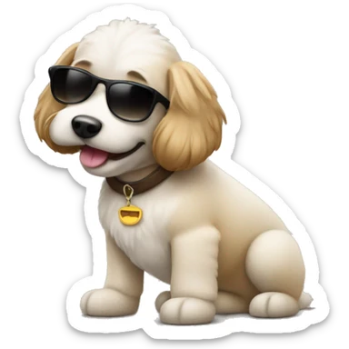 A dog with sunglasses and uggs  sticker
