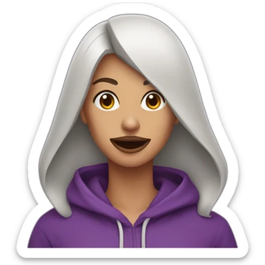 Armenian Woman  with purple hoodie and with a snake tounge sticker