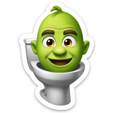 Shreks head coming out of a dookey toilet sticker