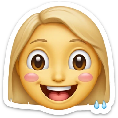 Emoji, laughing face with tears of joy, wide smile, big eyes sticker