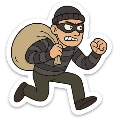 flat toon style thief character sticker