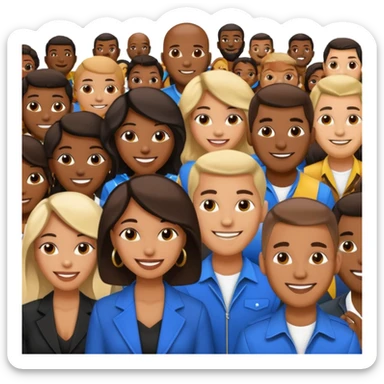 Crown of African American men and women as fans in crowd of hip hop rap concert sticker