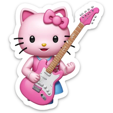 Hello Kitty strumming an electric guitar sticker