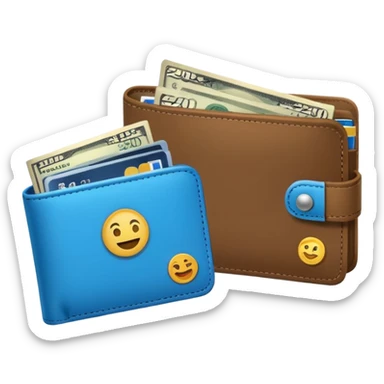 Two wallets side by side, one empty with overdraft fee -$35, one full labeled “$20K savings”, icons of banks and bills around, emoji-style realism sticker