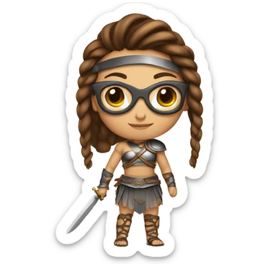 Girl gladiator with braided brown hair and sunglasses sticker