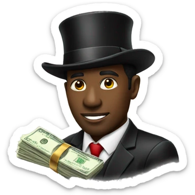 black man with tophat money rich sticker