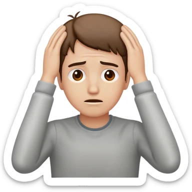 stressed with both hands on their head  sticker