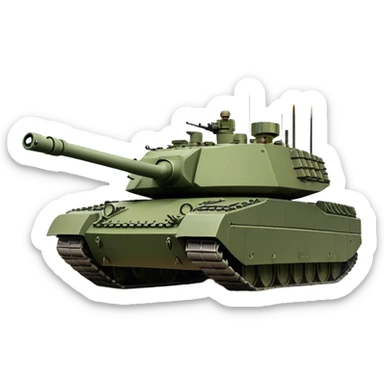 Challenger 2 (2018) – Cinematic-realistic Challenger 2 tank, its massive olive-drab frame pushing through a battlefield covered in thick fog. The powerful rifled gun steadies on a distant target, while its heavy Chobham armor deflects small arms fire, the battlefield illuminated by the glow of flares overhead. sticker