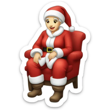 mrs santa claus sitting on puf sticker