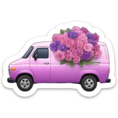 a bouquet van in pink and purple sticker