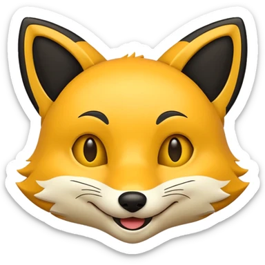 emoji hewan rubah berwarna kuning hitam sticker