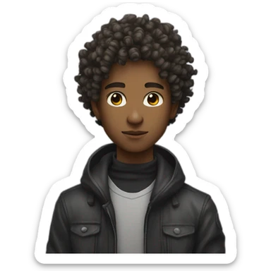 cyberpunk young man with curly hair sticker