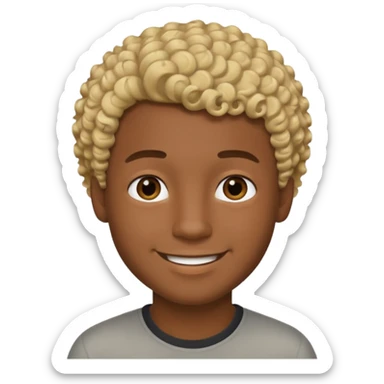 Chico joven latino, piel muy morena, pelo rubio corto rizado sticker