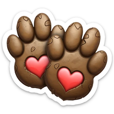 two large puppy paw prints with a heart between them sticker