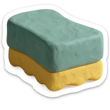cleaning sponge in claymation style, pastel colors, visible fingerprints sticker