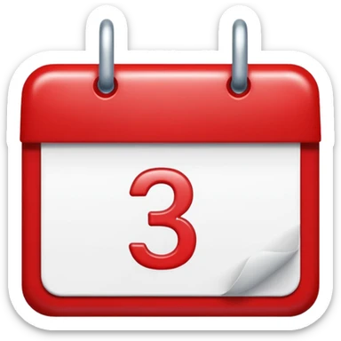 calendar with number 3 red top sticker