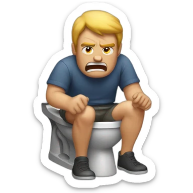 angry man on the toilet  sticker