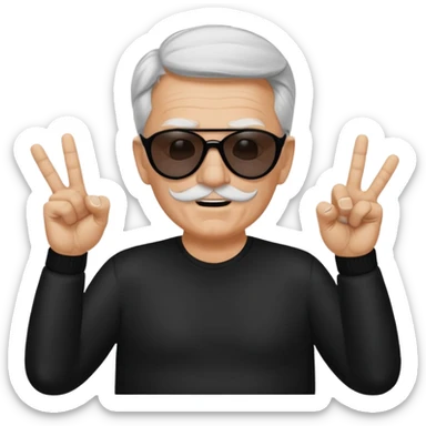 Some white old guy with a mask on and black shades with it also holding up the middle fingers sticker