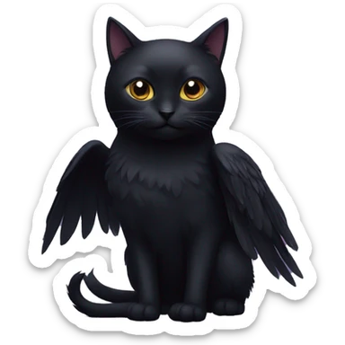 Black Cat With Raven Head And Raven Wings sticker