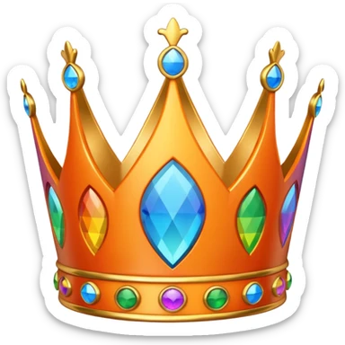 orange 3d crown with rainbow inlay sticker