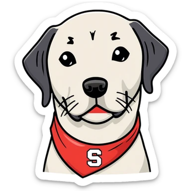 Black lab wearing North Carolina state university bandana sticker